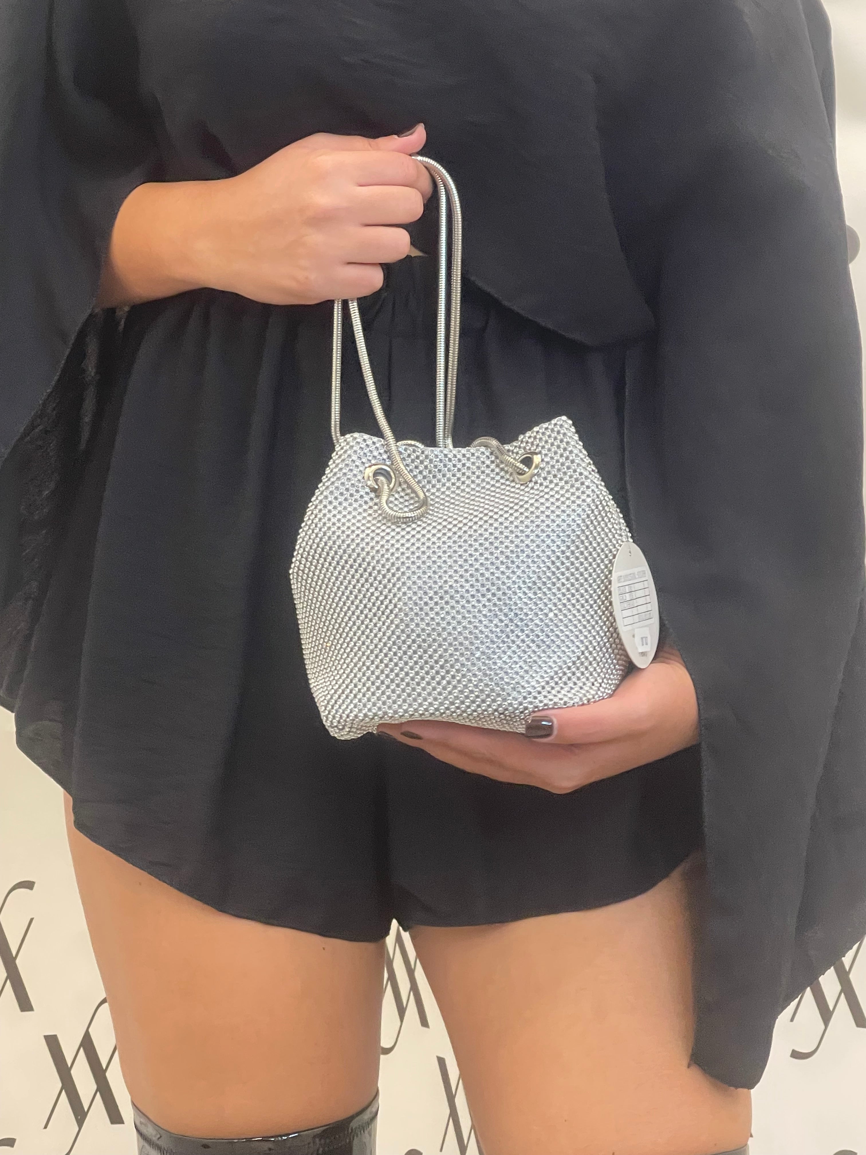Borsa a secchiello con strass